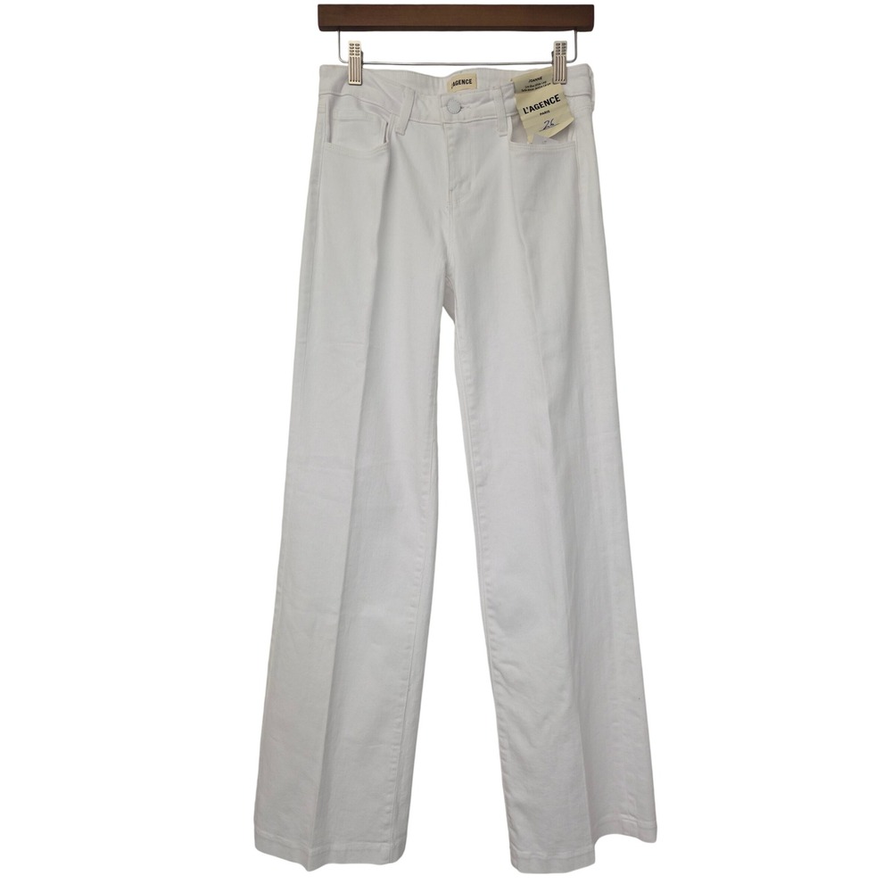L'AGENCE Joanne Low Rise Wide Leg Jeans Women 26 White NWT $295
